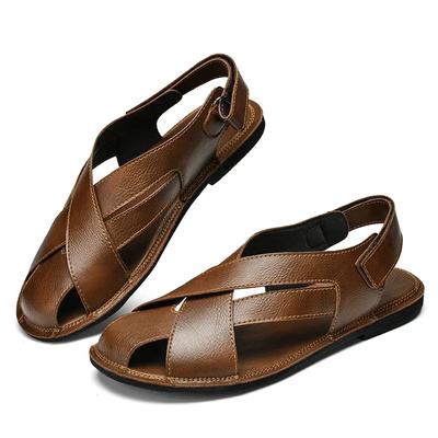 Sandales de Luxe en Cuir Véritable pour Homme 2024 Été Confort Marche Chaussures Décontractées Sandales de Travail pour Homme Chaussures de Plage Mocassins