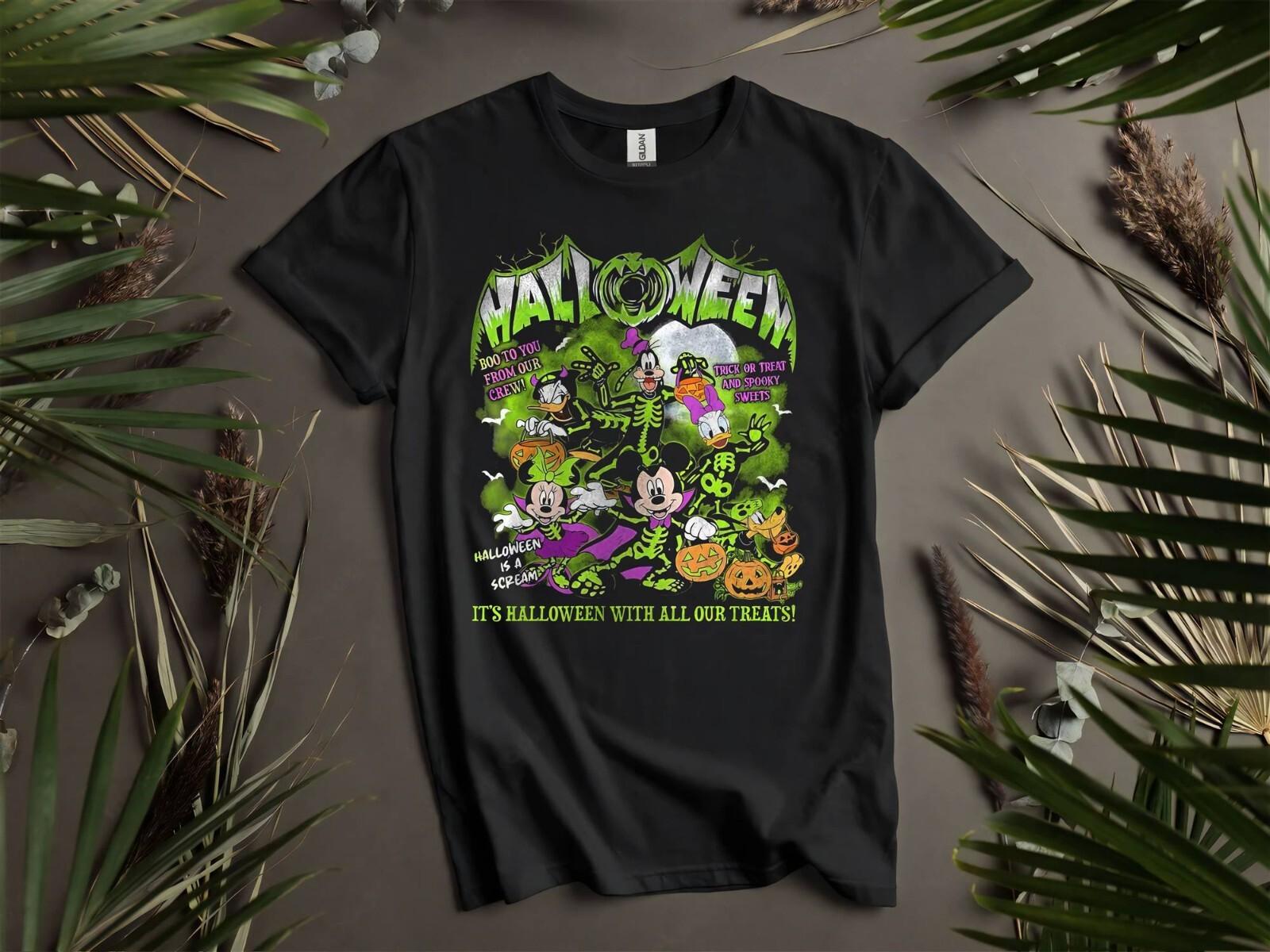 Mickey  Friends Skeleton Halloween T-shirt T shirt Men Women Unisex Tshirt K540 S