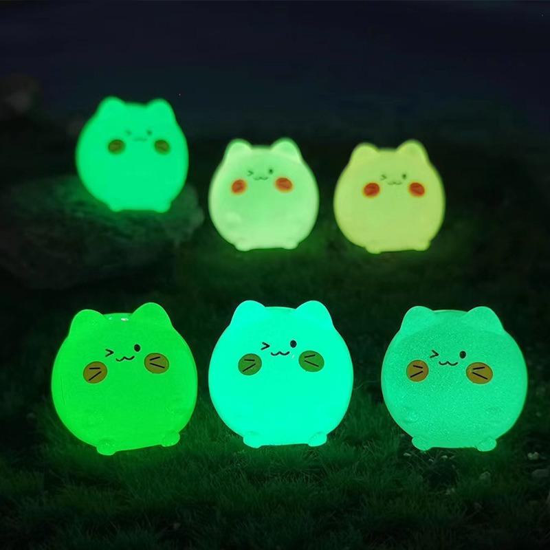 7Pcs Cute Luminous Kitten Micro Landscape Gardening Ornament Cartoon Diy Transparent Color Kitten Resin Accessories