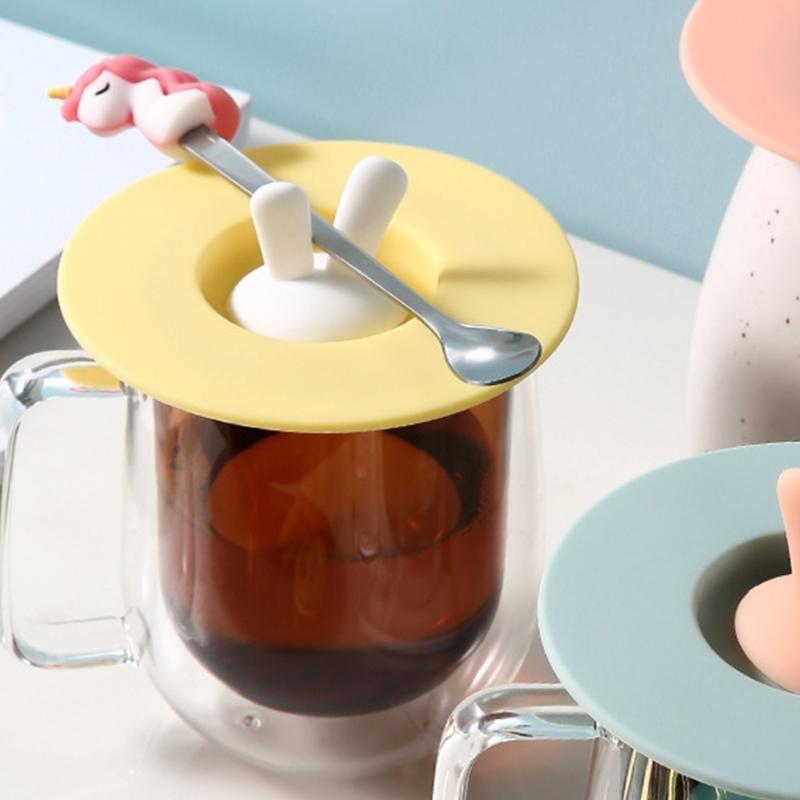 Rabbits Ear Designs Silicone Cup Lid Dustproof And Leakproof Beverage Protector For Home And Office Use