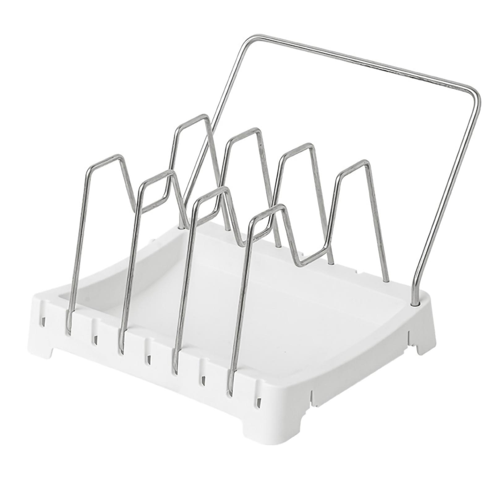 Органайзеры для кухонного шкафа для кастрюль и сковородок расширяемая стойка для хранения из нержавеющей стали разделочная доска полка для сушки посуды белый 1565₽
