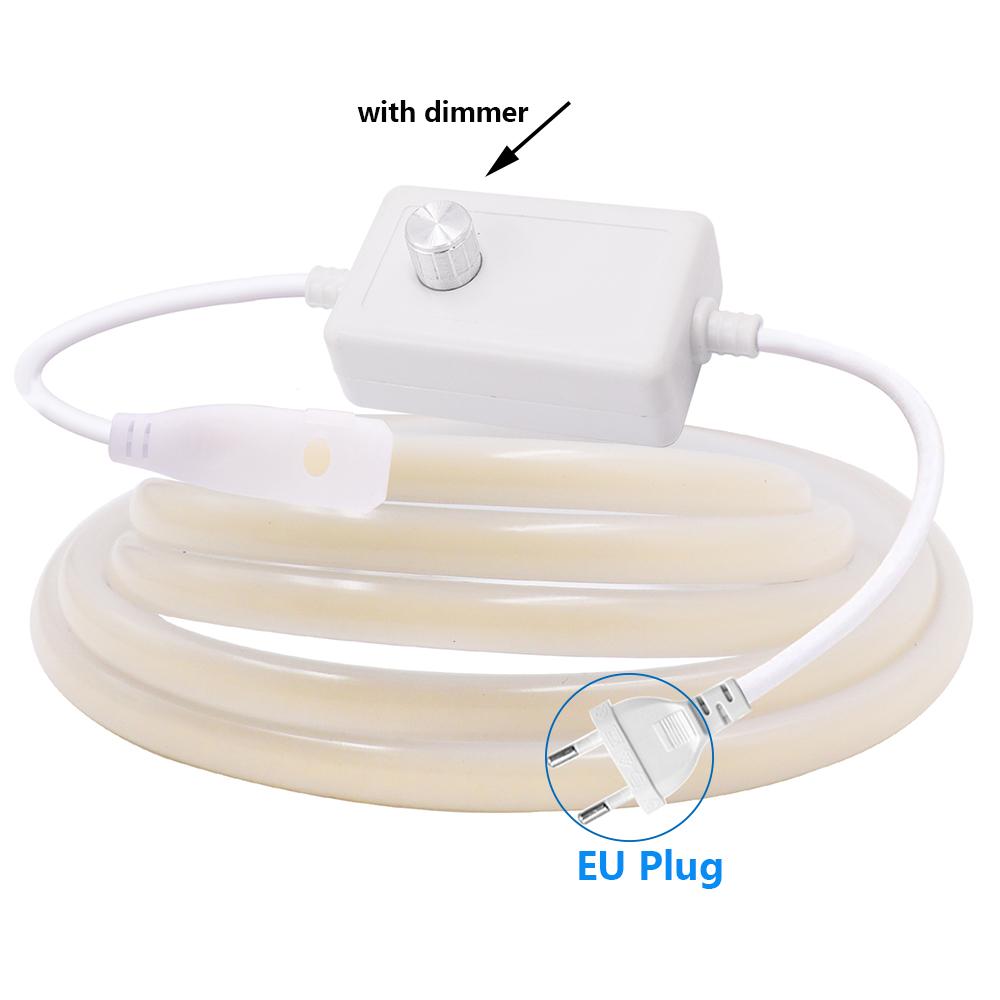 BMW 220V Dimmable COB LED Neon Strip Light Dimmer Switch Plug Kit Waterproof 288 LED Flex Tube Lamp Hight Bright Warm/Natural White