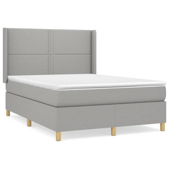 3131913 vidaXL Lit à sommier tapissier avec matelas Gris clair 140x200cm Tissu