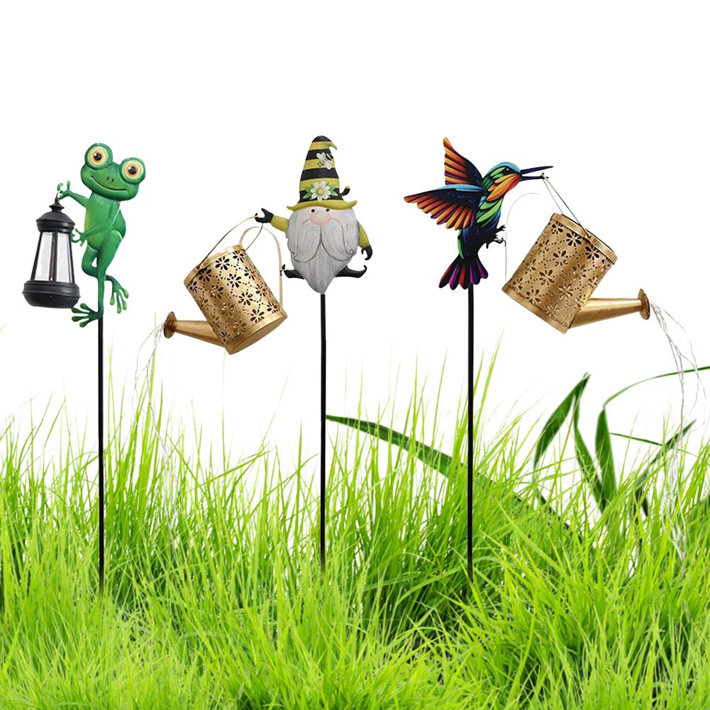 Metall-Lichterkette mit Solarbetrieb und Gießkanne, Solar-Gartenleuchten für Weg, Hof, Pfad, Terrasse, Tisch