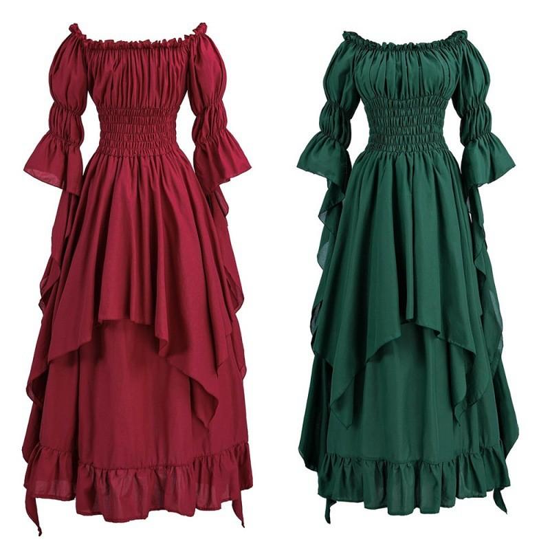 Renaissance Gothic Alluring Dress For Women Stunning Stage Costume In Black Burgundy White