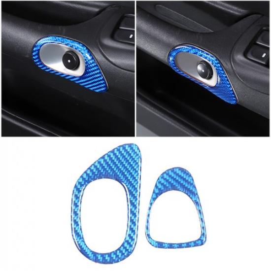 Blue Carbon Fiber Door Switch Button Decoration Sticker For Corvette C6 2005-13