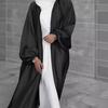 Elegant 2026 Satin Puff Sleeve Cardigan Dress for Women - Middle Eastern Fashion