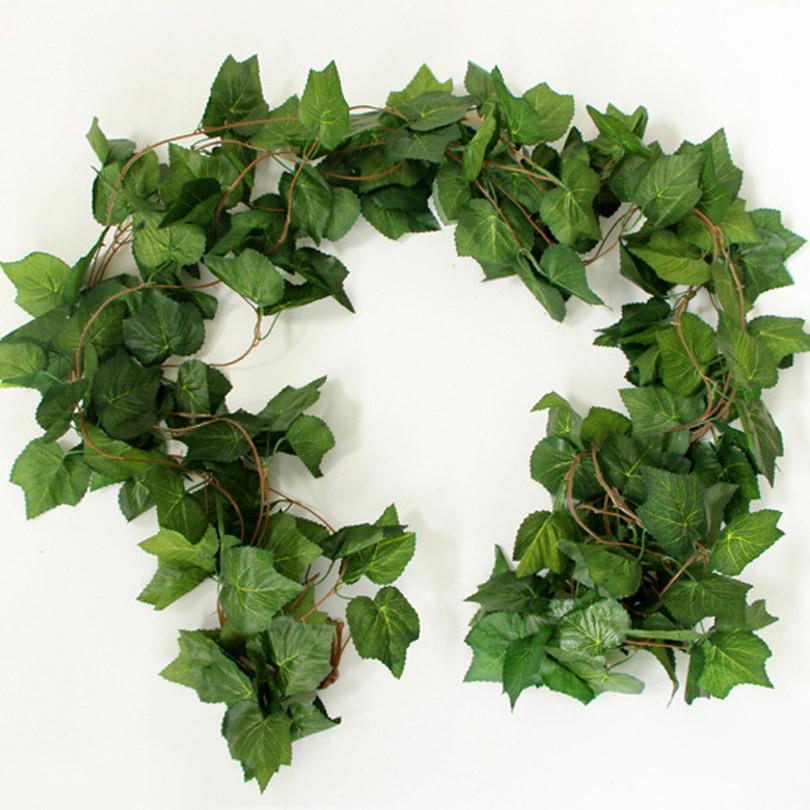 Artificial Rattan Ivy Vine with Green Grape Leaves and Chlorophytum Ceiling Decor