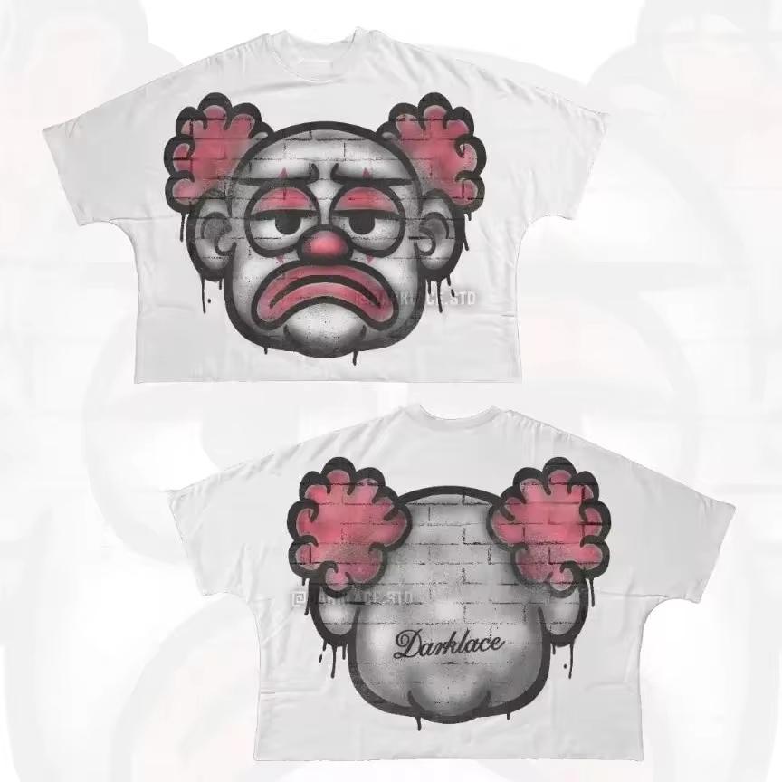 Men Women Streetwear T Shirt Hip Hop Fun Cartoon Graphic Printed Oversized T Shirt Harajuku Gothic Cotton Short Sleeved Clothing
