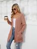 Autumn and Winter New Pit Stripes Long-sleeved Pockets Casual Solid Color Cardigan Jacket Long Cardigan Women Tops Kawaii Sweater