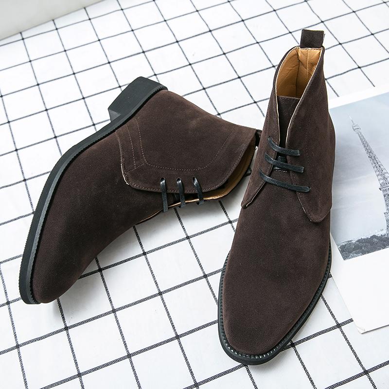 New Chelsea Boots Men Classic Boots Male Fashion Shoes Men Lace-up Casual Botas Black Brand Men Casual Shoes British Style Retro