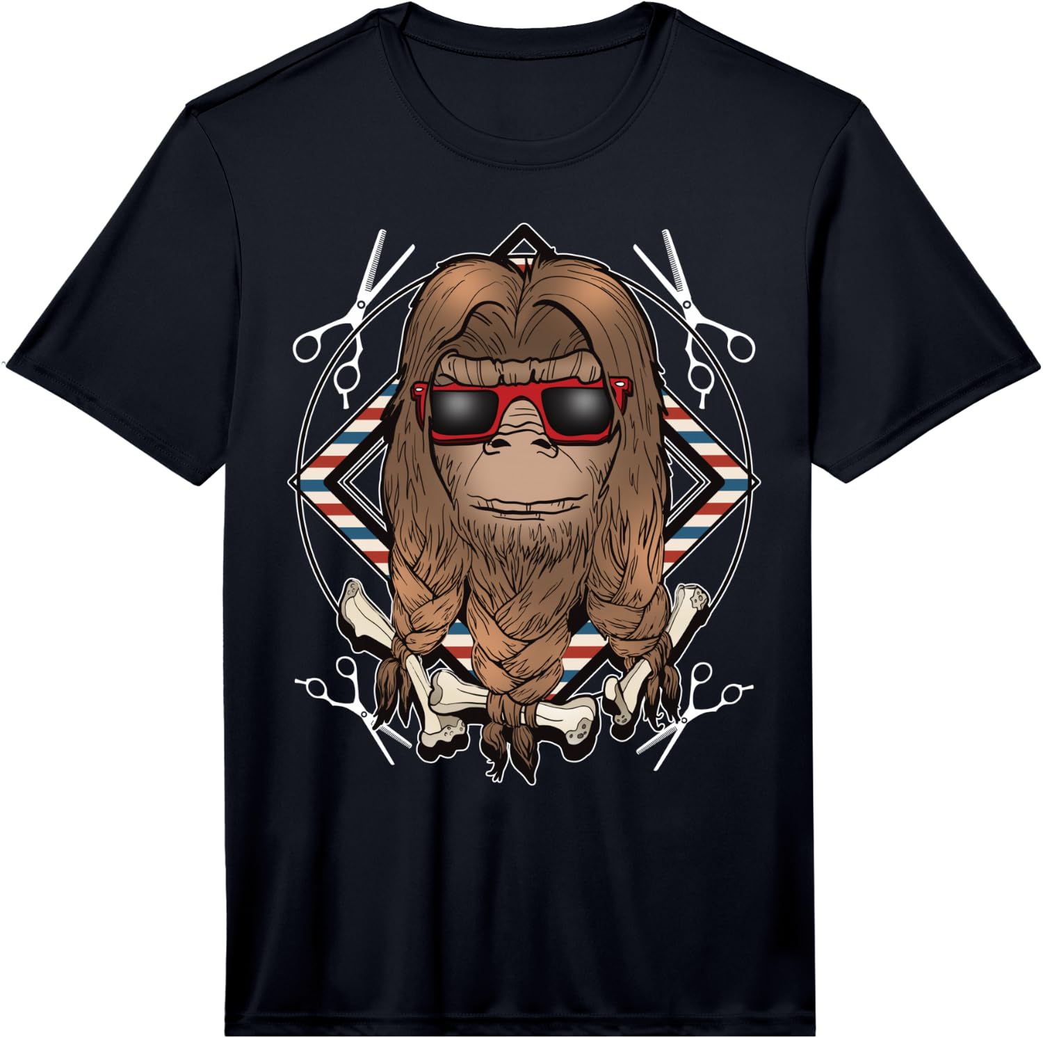 Bigfoot Hair Tied with Bones Funny Hairdresser Gift Performance  Unisex T-Shirt M