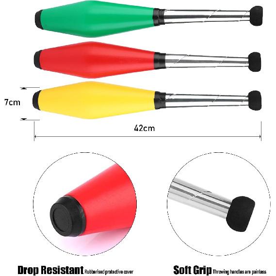 Alvinlite Professional Circus Juggling Clubs Juggling Pins Set of 3 Foam Juggling Sticks Beginner, Juggling Club Pin (8.5Ounce, 16.5")