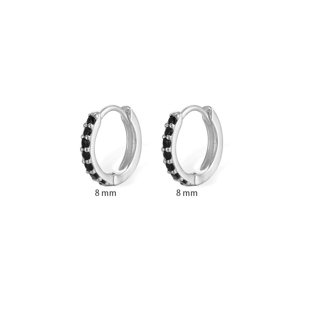 8mm Stainless Steel Minimal Hoop Earrings Crystal Zirconia Small Huggie Thin Cartilage Earrings Helix Tragus Piercing Jewelry
