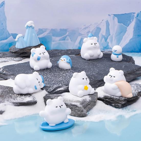 60 Pcs Mini Resin Polar Bear Figurine Tiny Little Arctic Animal Statue Small Polar Bear Penguin Miniature Figures for DIY Crafts