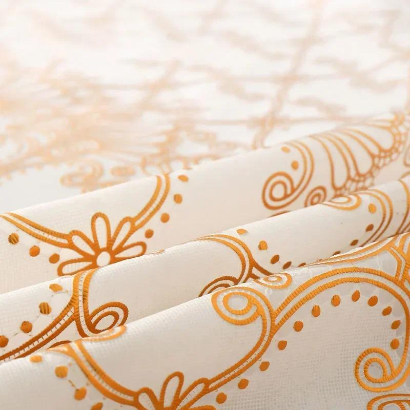 Waterproof Tablecloth Household Rectangular Oilproof PVC Plastic Tablecloth Golden Bronzing Printing Table Cover Table Mat Nappe