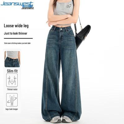 Jeans Droits Taille Haute Jambe Large pour Femme JEANSWEST