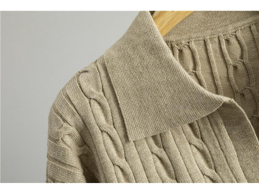Women's Cable Knit POLO Collar Sweater & Skirt Set - Autumn/Winter 2025 Age-Reducing Style