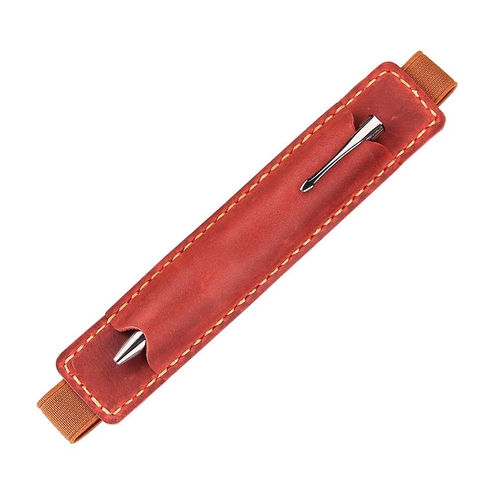 

Elastic Band Pen Case Holder Top Leather Retro Pen Case Leather Pencil Bag Gift Giving красный