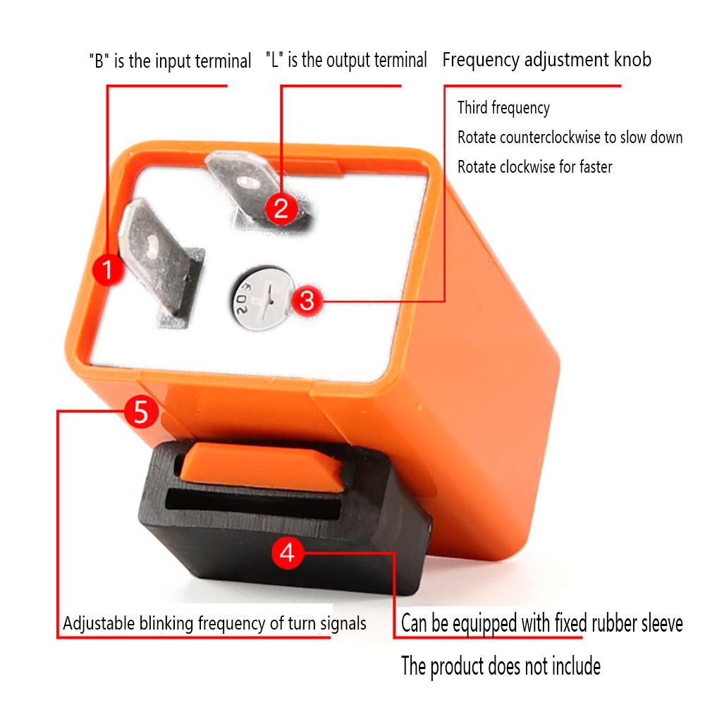 2Pin Electronic LED Flasher Relay Fix Turn Signal Bulbs Hyper Flash Issue Orange