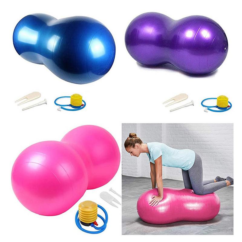 Yoga Ball Fitness Balls Peanut Balance Ball Inflatable Thick Active Yoga Peanut Ball Pilates Birthing Fitball With Manual Pump