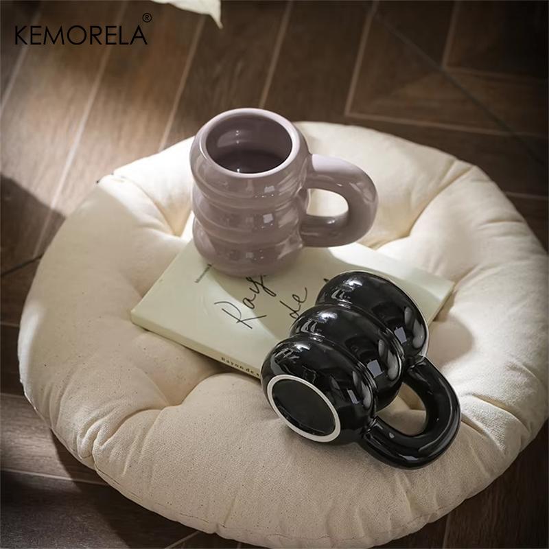 KEMORELA 420ML Sötmunk Keramisk Mugg Med Handtag Nordisk Stil Kreativ Stor Kapacitet Kaffekopp Enkel Par Vattenkopp Gåva