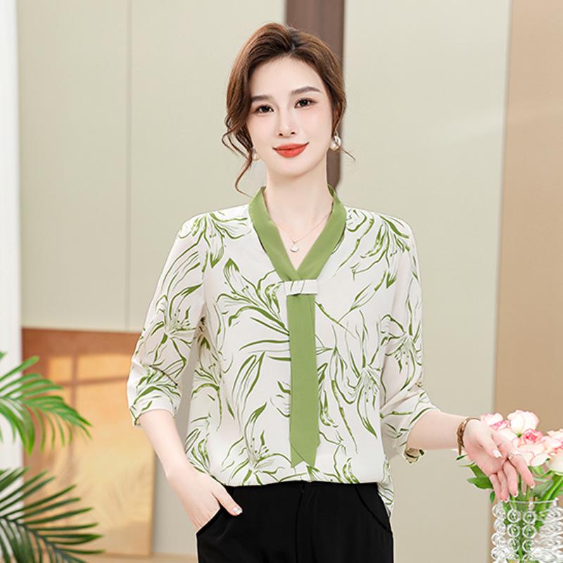 

Chinese Style Summer Cardigan – Trendy Medium-Sleeve Top for Women 3XL: 115-130 lbs зелёный