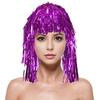 Foil Tinsel Wigs for Adults Fancy Dress Party Shiny Tinsel Wig Metallic Masquerade Disco Hat for Photo Booth Prop Cosplay Supplies