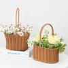Handwoven Storage Basket Vegetable Flower Plant Hand Baskets Rattan Snack Bread Picnic Basket Desktop Sundries Organizer