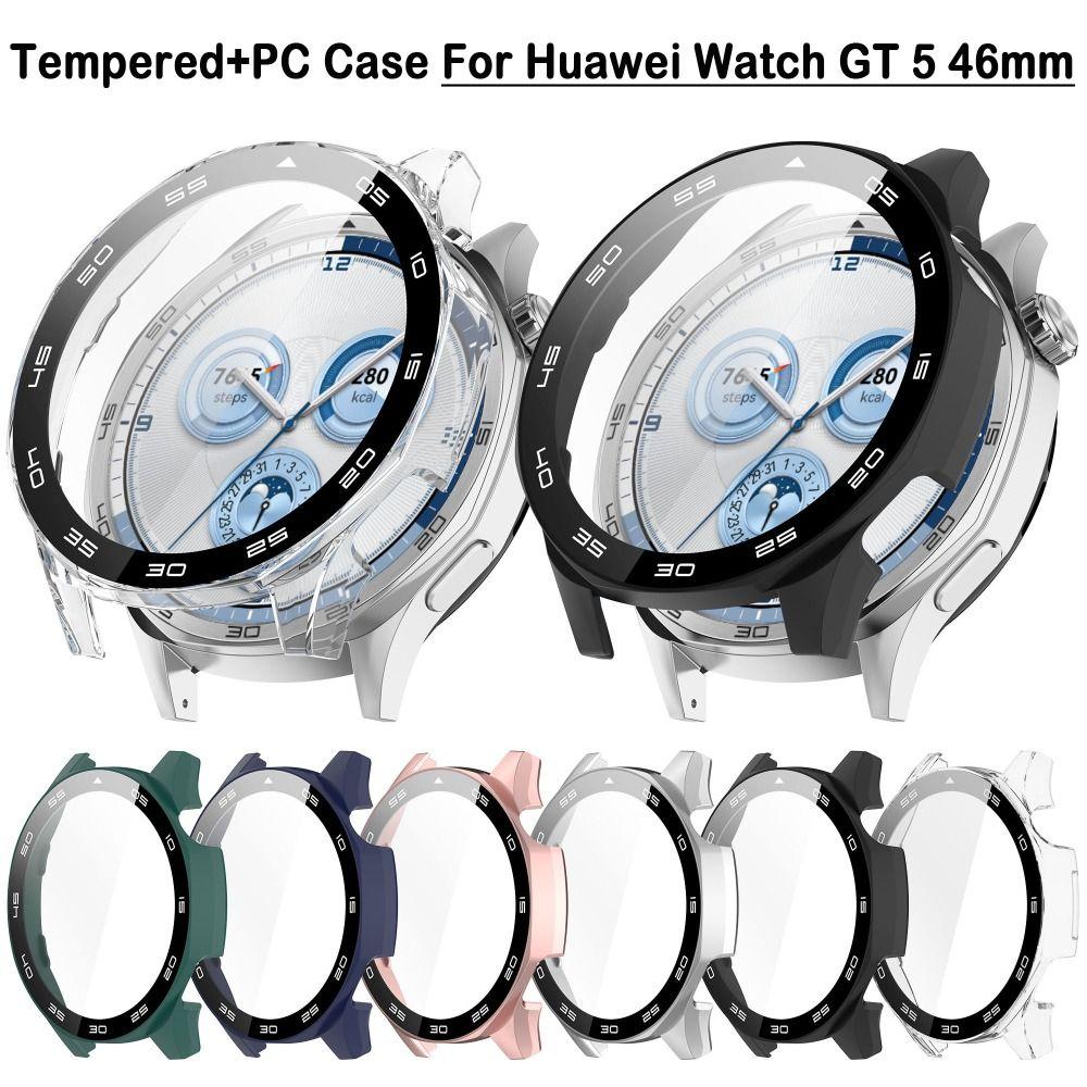 with Scale Screen Protector Tempered PC Cover Shell Protective Case for Huawei Watch GT 5 46MM