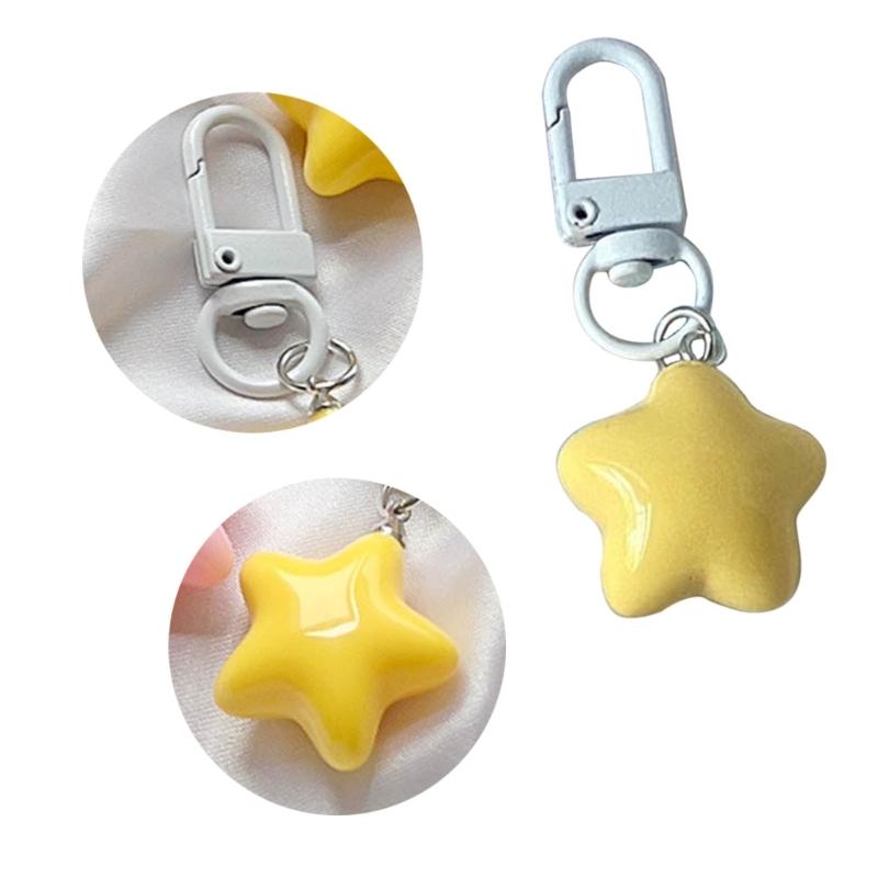 Acrylic Phone Pendant Chubby Color Five-Pointed Star Y2k Girl Heart Phone Buckle Niche Keychain Handmade Beads Trinket