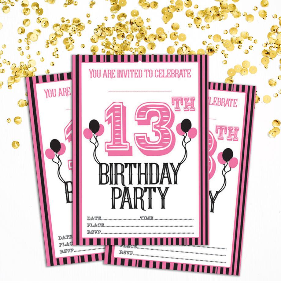 Darling Souvenir White Birthday Invitation Card Printable Fill or Write In Blank Invites Party Supplies Pack Of 28 5 x 7