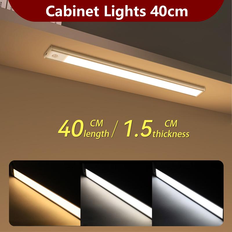 Night Light Under Cabinet Lights Ultra Thin LED Light Motion Sensor Wireless Rechargeable 3 Color For Kitchen Bedroom Lighting