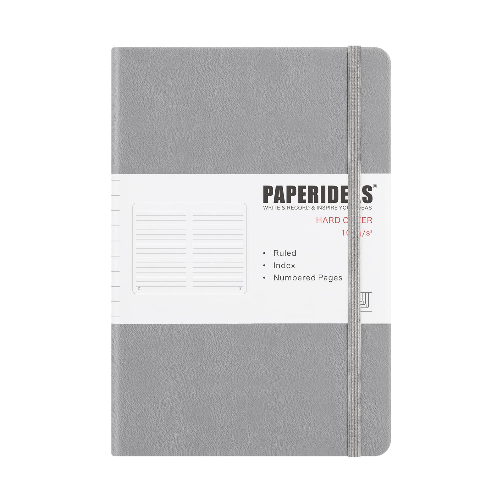 

PAPERIDEAS Hardcover Light Notebook, A5, (Horizontal Lined, Gray)