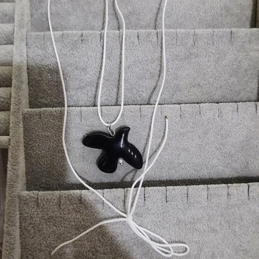 

White Peace Dove Pendant Necklace for Women Vintage Metal Geometric Adjustable Rope Chain Zircon Gifts