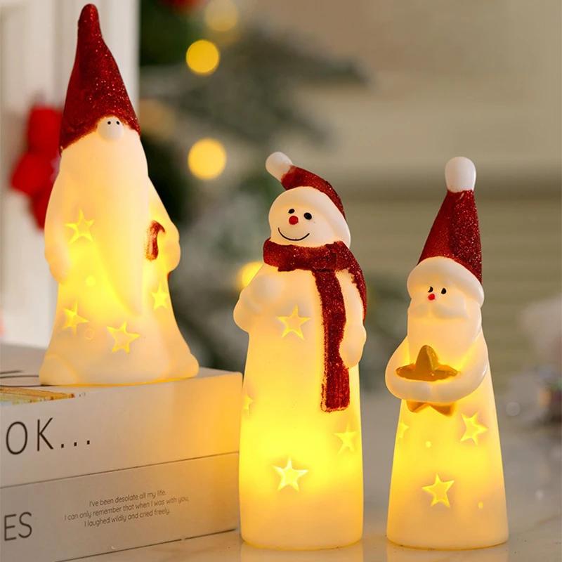 LED Christmas Night Light Cute Santa Claus Snowman Children Bedroom Bedside Ornaments For Holiday Christmas Decora Night Lamp