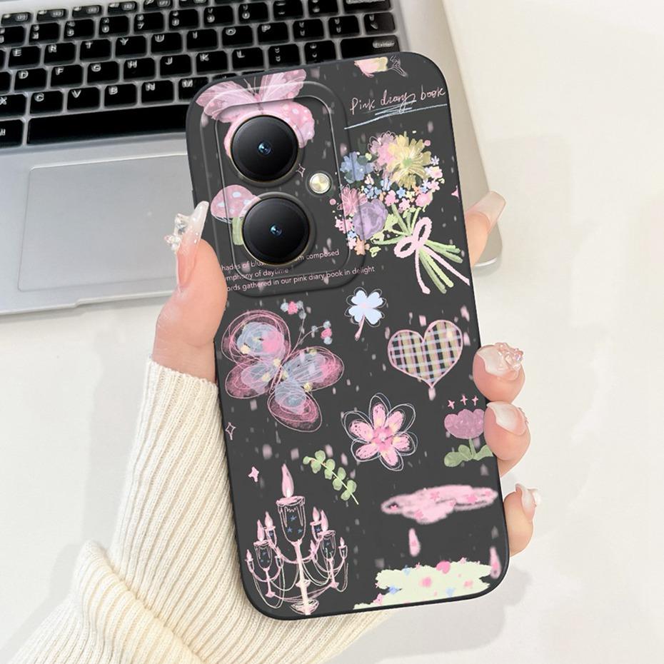 For Vivo Y35+ Y35m+ 5G Lens Protective Phone Case For Vivo Y35Plus Y35M Plus 5G Lovely Pattern Soft Silicone Jelly Cases