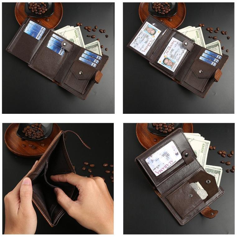 Portofele de piele de calitate pentru bărbați, cu 3 pliuri, cu clips pentru bani, pentru bărbați, business casual, scurt, triplu, cu blocare RFID, suport pentru carduri, etui de călătorie pentru pașaport, portmoneu