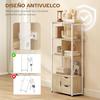 Bookcase Bookshelf with Shelves Drawers and Door 58x24x122 Cm Industrial Style White and Natural Wood