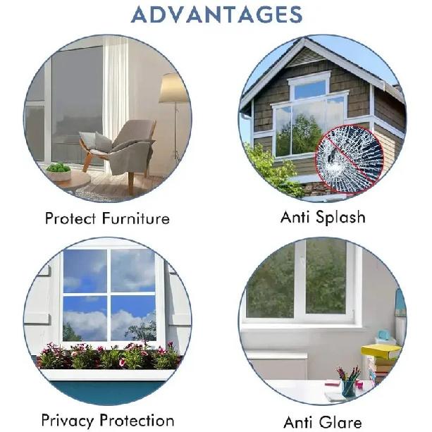 One Way Mirror Reflective Window Film Stained Vinyl Glass Self Adhesive Film Heat Insulation Solar Window Tint Privacy for Home