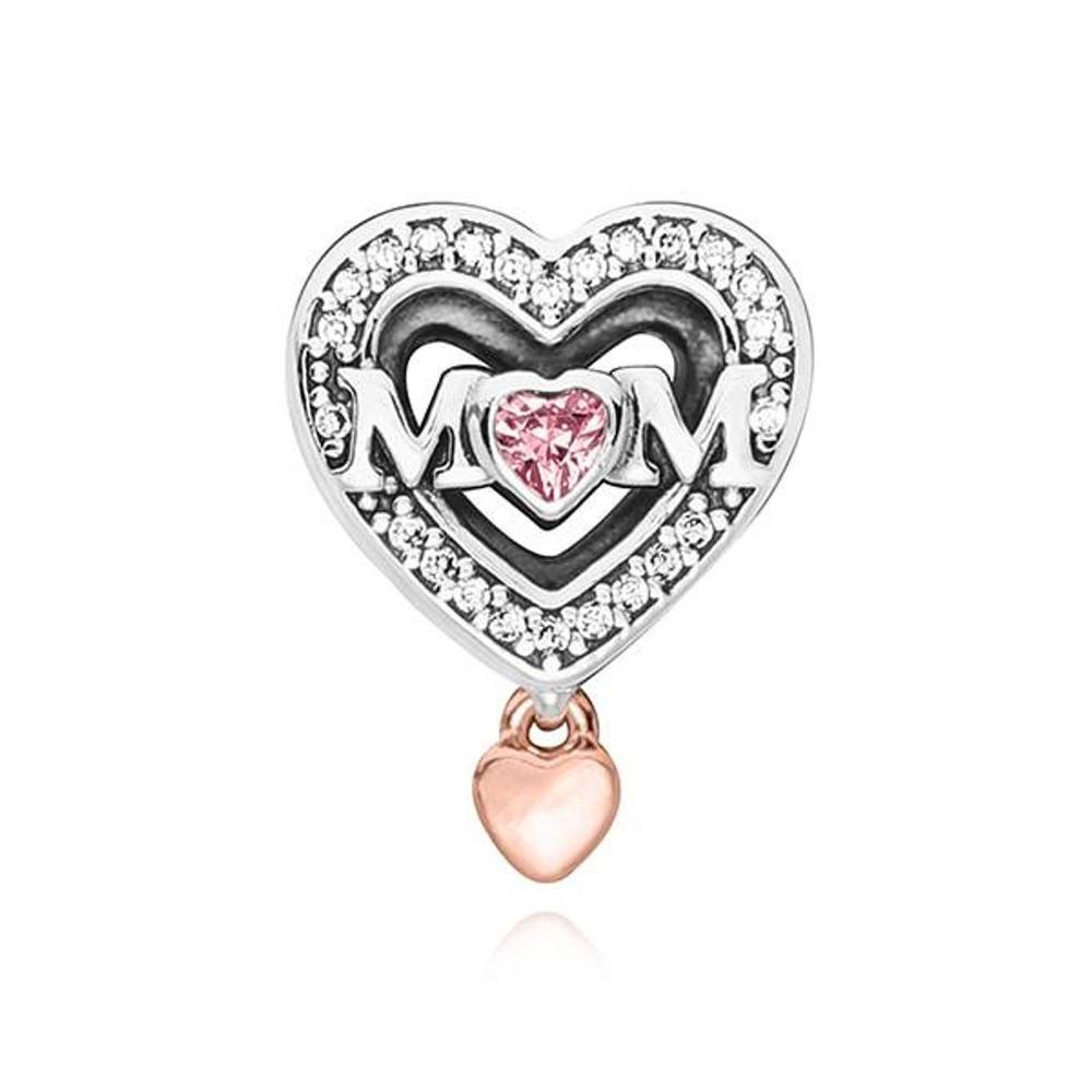 

[PANDORA PANDORA] 782653C01 Openwork Mom & Heart Two-Tone Pendant and Dangle Charm 782653C01