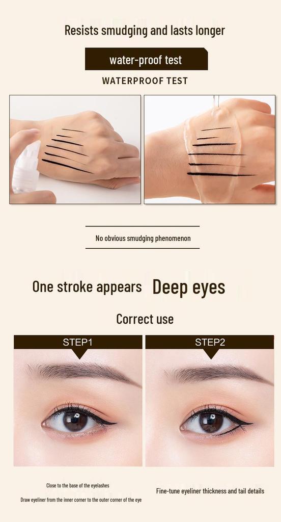 Flamingo Seiden-Nebel Kaffeebrauner Eyeliner - Einfach aufzutragen, Geschmeidig, Kein Verschmieren, für Schüler & Anfänger.