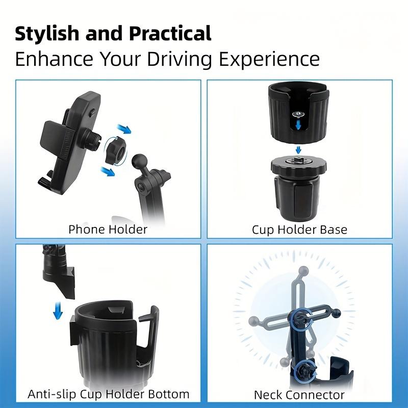 360° drehbarer 2-in-1 Auto-Becherhalter+Handyhalter erweiterbare Basis für Auto-Getränkehalter und Handy-Adapter