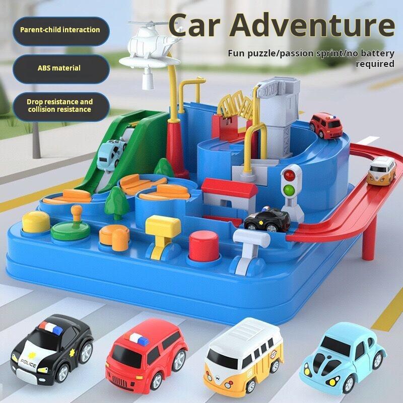 Car Adventure Little Train Track Parking Lot Inertial Sliding Children's Educational Toys For Kids'  Birthday Gifts