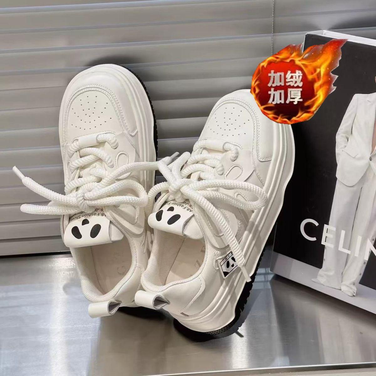 

Флисовая платформа белые туфли кремовые панда новая ниша универсальные повседневные женские туфли спортивная подошва 40 белый