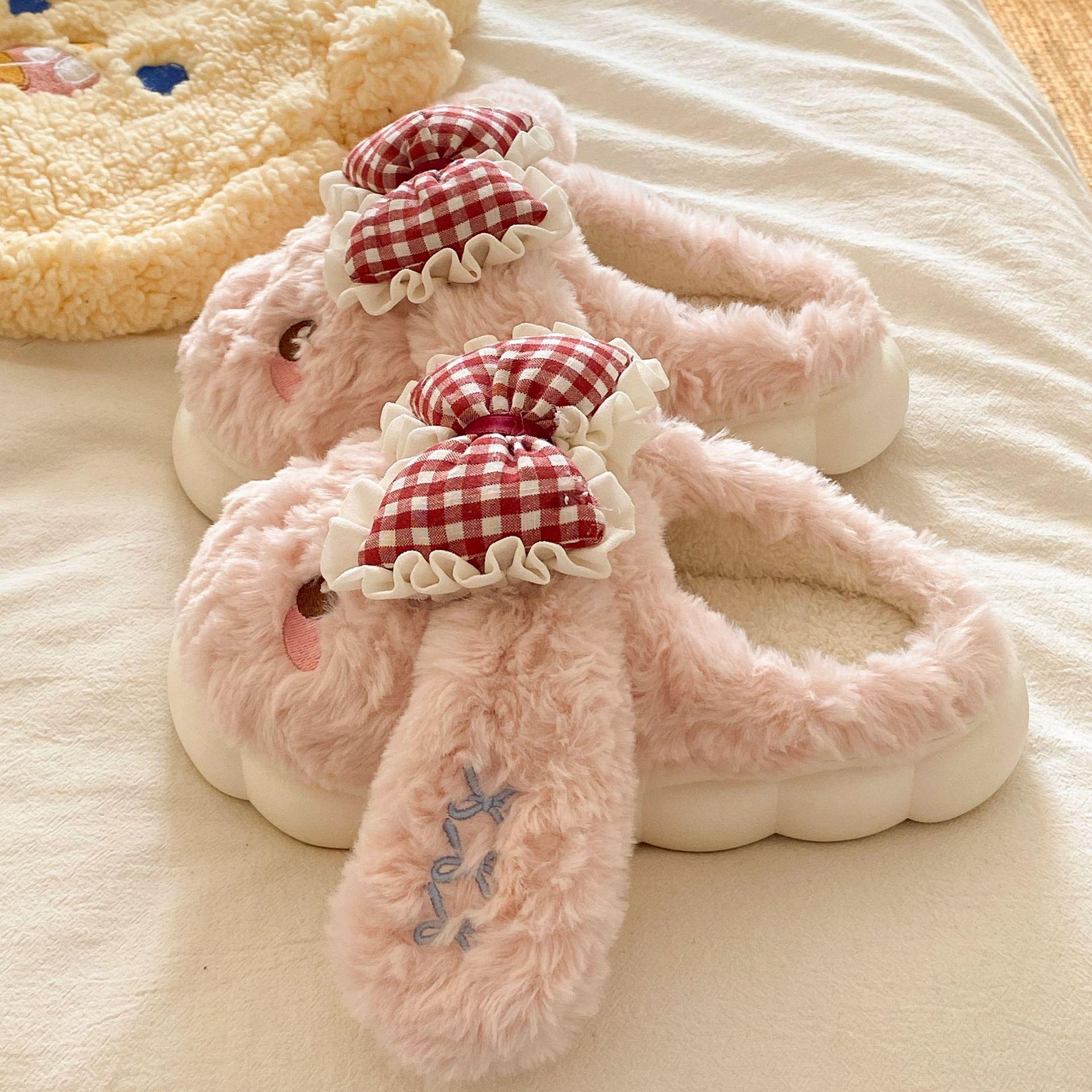 Women s Plush Cotton Slippers Non-Slip Thick-Soled Heel-Covered for AutumnWinter 3637 2239₽