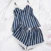 Sling Lace Striped Pajamas Two-Piece Set Sling Striped Pajamas Suit
