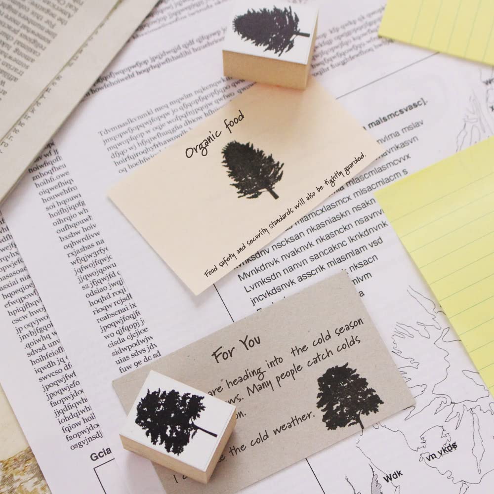 Cute Wooden Rubber Stamp Set with and Nature Perfect for Letter and Perfect As a Made In Japan Leaf, Tree, Forest, Designs, Eco-Friendly, Bridal,