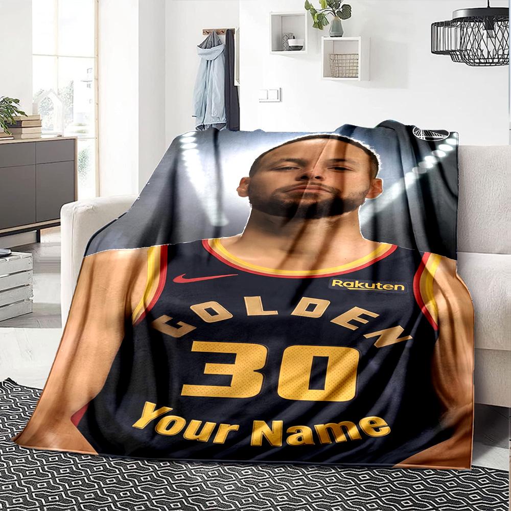 Golden State Warriors Team Personalized Name Blanket Cozy Customizable Blanket Comfortable Perfect for Office Nap Living Room Home Decor