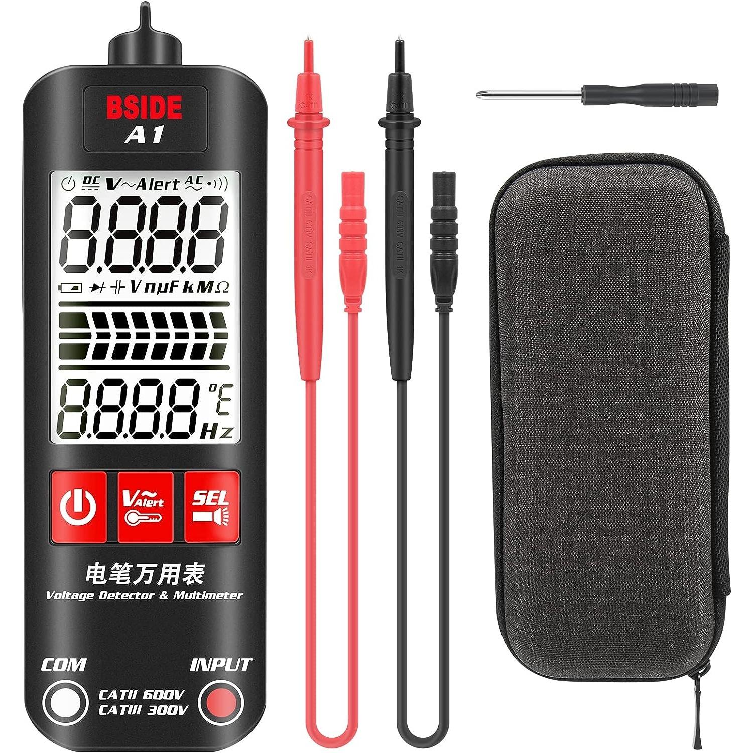 

A1 Повністю автоматичний інтелектуальний цифровий мультиметр із захистом від опіків, мультиметр із РК-дисплеєм із визначенням напруги, тканинна сумка A1 12.5*4.5*2.4cm чорний